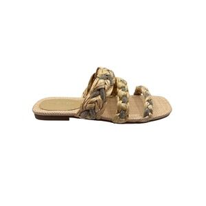 Nine West Qazz3 SlideSandals,Light Natural, Braided w/Rhinestones,Women's 6M,NIB
